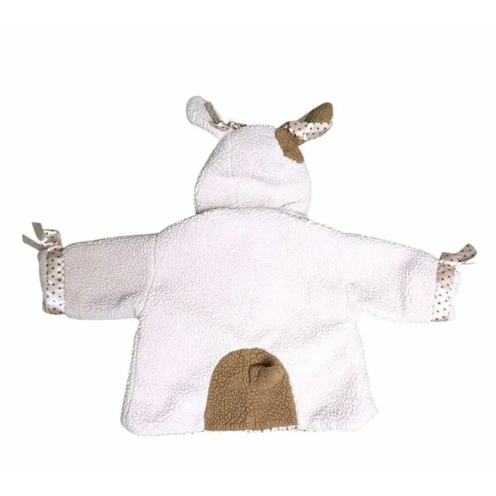Bearington collection pink brown puppy dog ears & tail fuzzy jacket 6-12 M baby